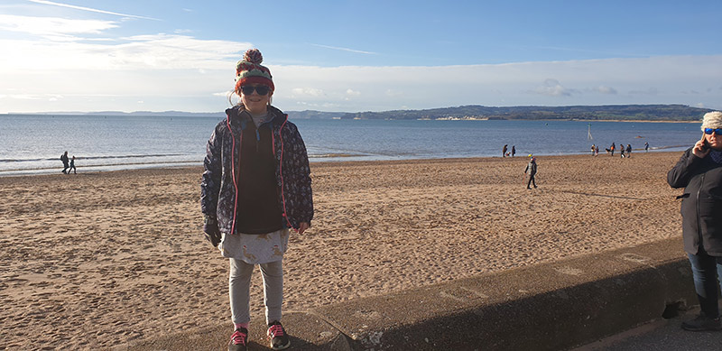 Cold but sunny on Exmouth beach - Farrell Family Adventures