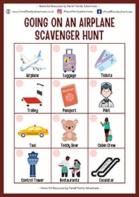 Going on an airplane Scavenger Hunt - Free Home Education Resources